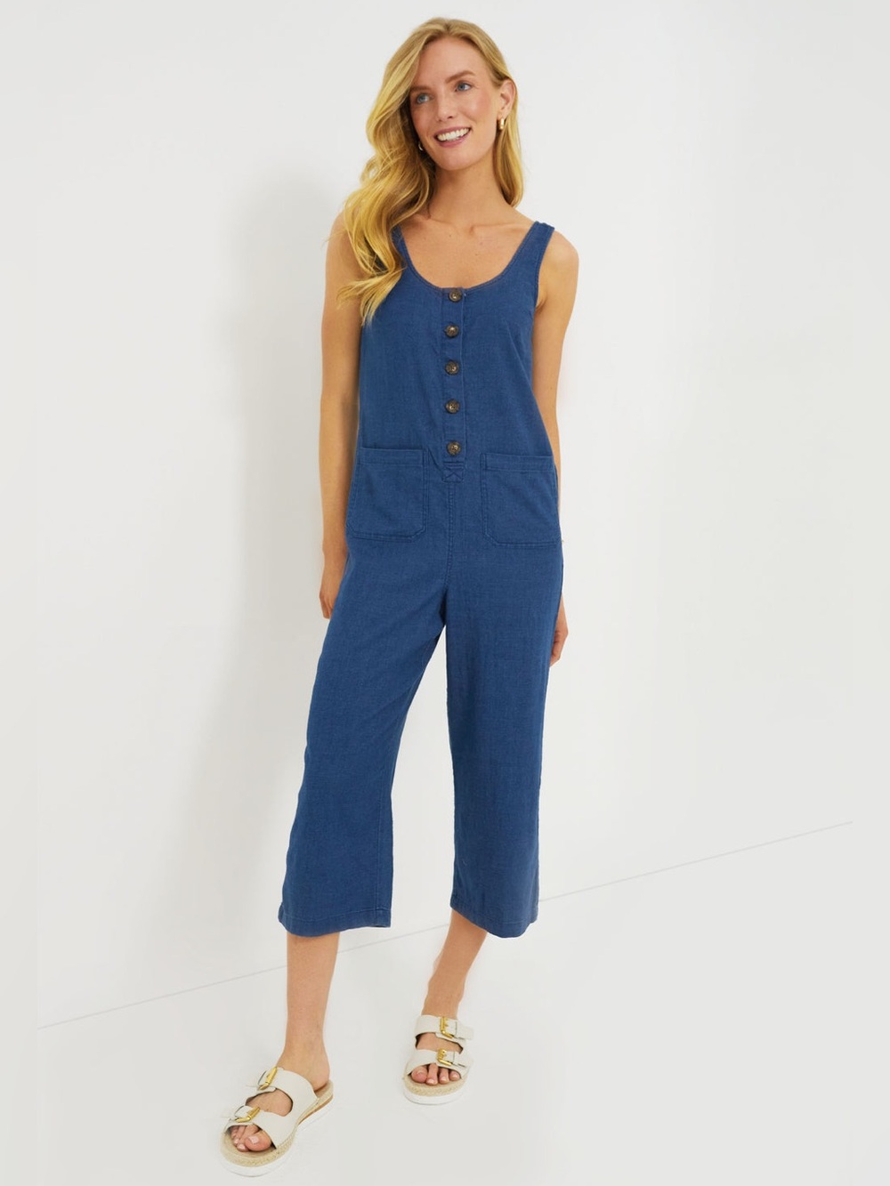 🌻Marine Layer Sydney Crop Selvedge Indigo Jumpsuit Cropped Wide Leg Size Large